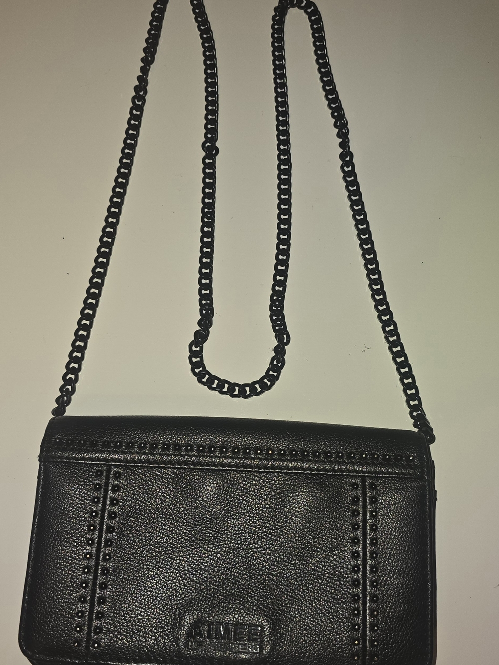 Aimee Kestenberg Black Leather Crossbody with Chain Strap